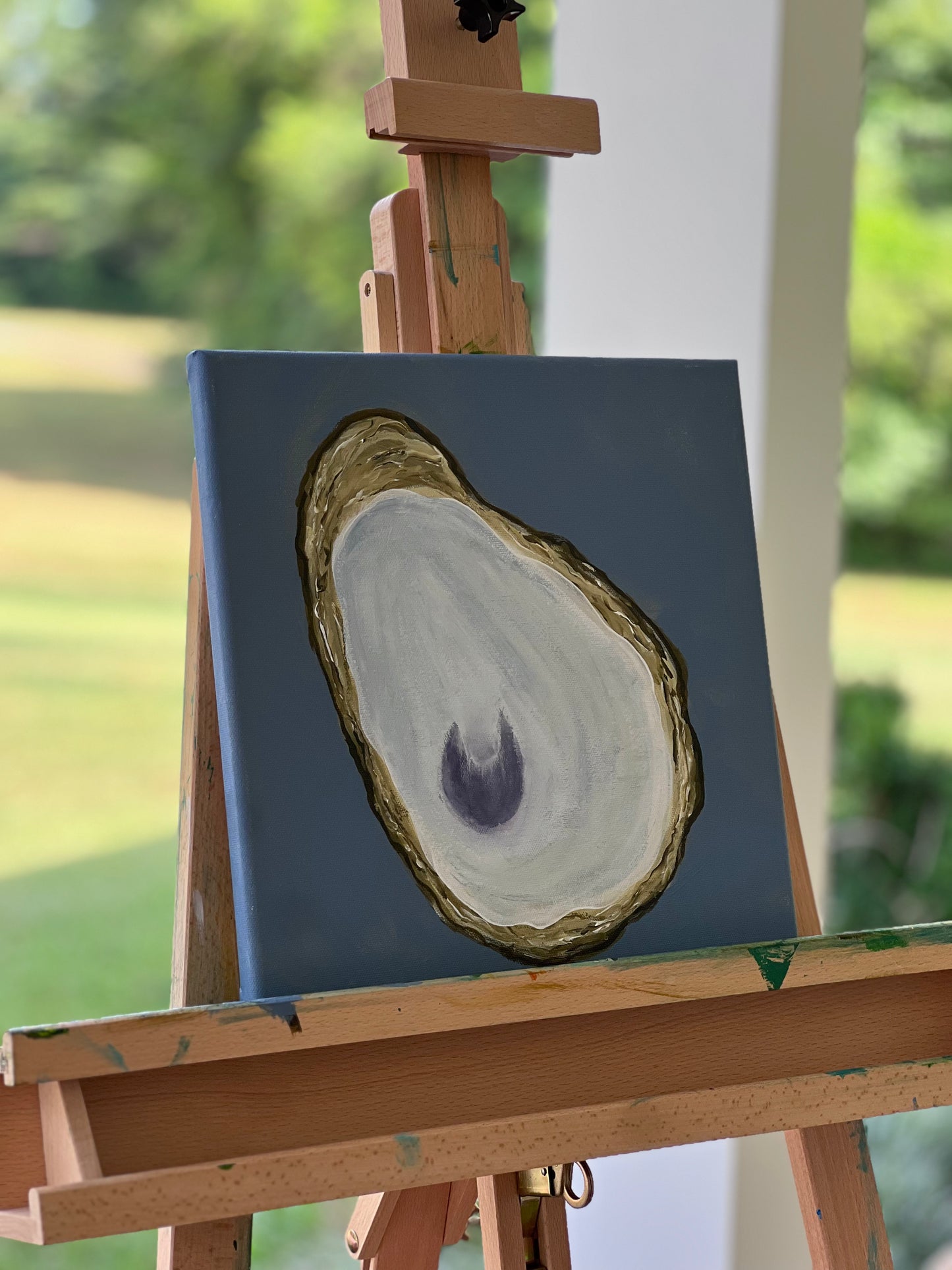 Oyster with Blue Background