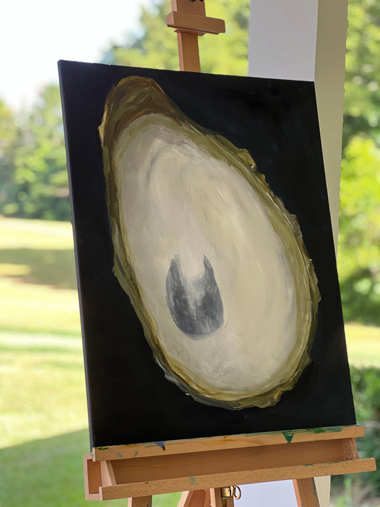 Oyster with Navy Background