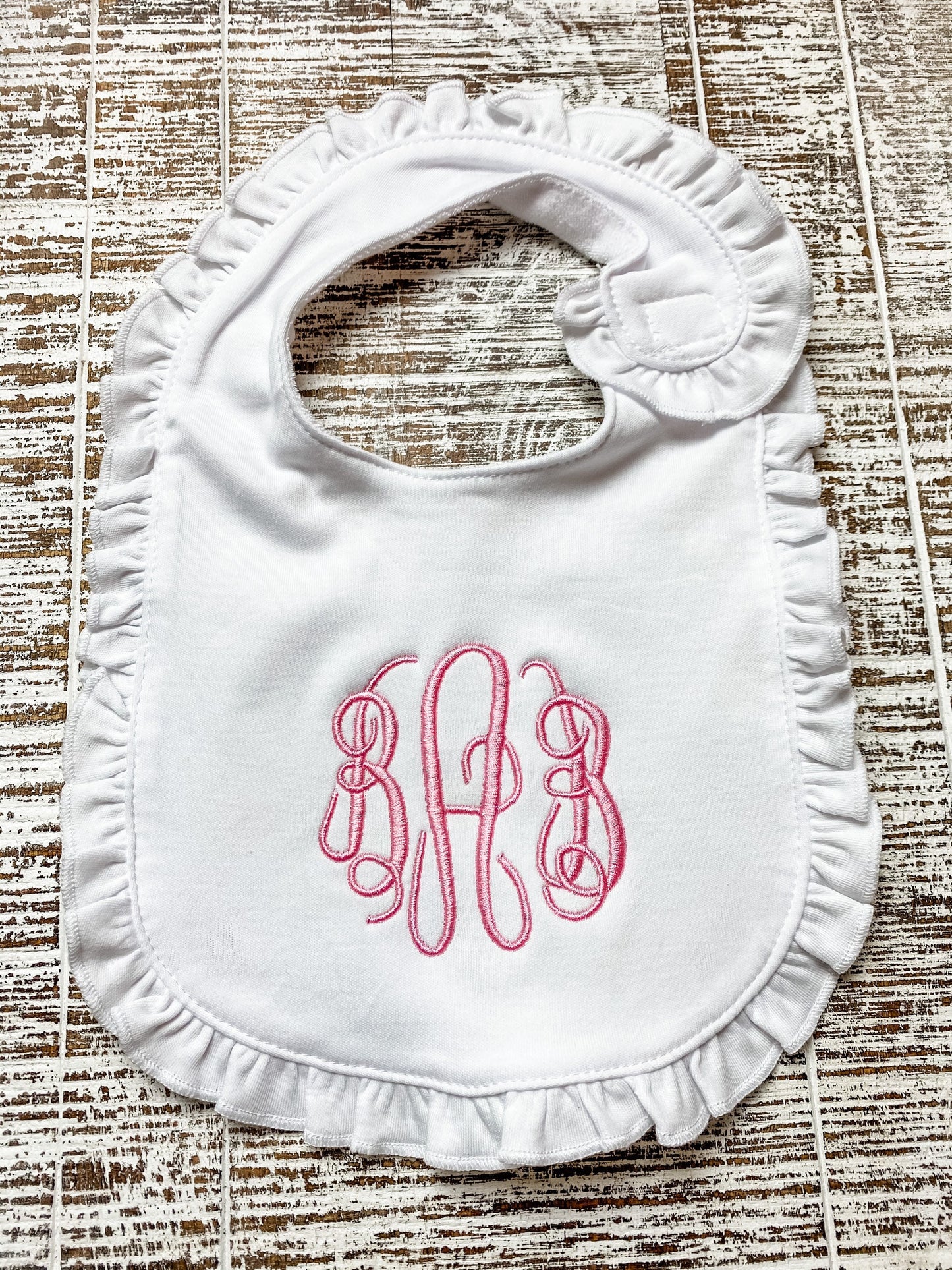 Monogram Ruffle Baby Bib - Blanket- Burp Cloth- Baby Gift - Personalized Baby Bib - Ruffle Blanket Set - Baby Girl