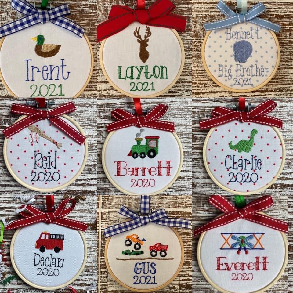 Personalized Christmas Ornaments, Embroidered Ornament, Gift for Children, Boy, Girl, Baby