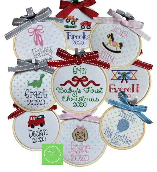 Personalized Christmas Ornaments, Embroidered Ornament, Gift for Children, Boy, Girl, Baby