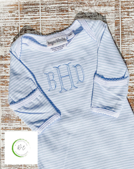 Personalized Baby Boy Gown, Baby Coming Home Outfit, Monogrammed Baby Gown, Gift for Baby, Baby Outfit